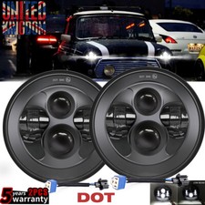 Pair 7'' Round Black DOT LED