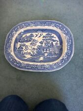 Willow Pattern Turkey Carving Dish With Well Early /Mid 19th Century 
