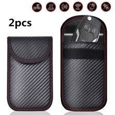 2xCar Key Signal Blocker Case Pouch Bag Black/Faraday Cage Keyless RFID Blocking
