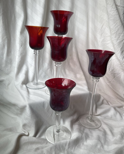 Set red clear stemmed - set,