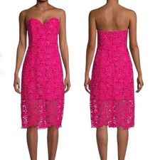 Milly Luisa Sweetheart Lace Strapless Midi Sheath Dress Hearts Eyelet Sz 6 Glam