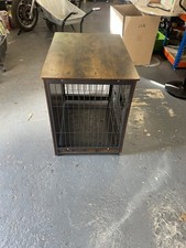 Rustic Wooden Top Dog Cage 