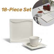 18 Piece White Ceramic Tea Set