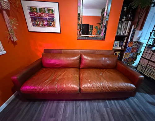 Habitat brown leather - leather, 3