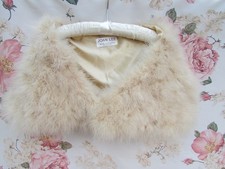Champagne Beige FEATHER Bridal Jacket Shawl STOLE 8/10/12 Joan Lee £79 Worn Once