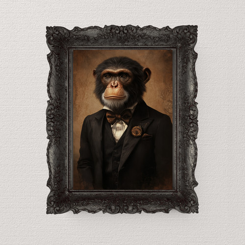 Steampunk chimp print - chimp,