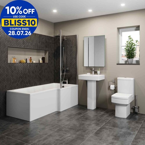 Bathroom suite shaped rh - l,