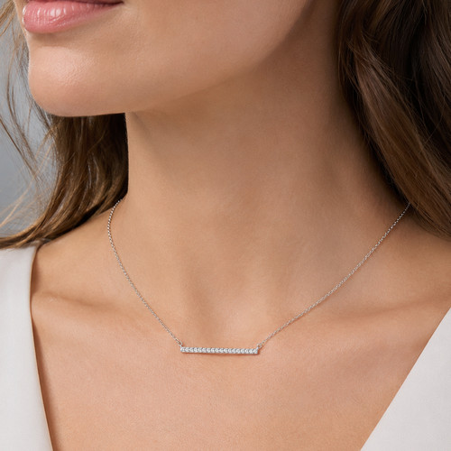 Rhodium plated cz bar - 16",
