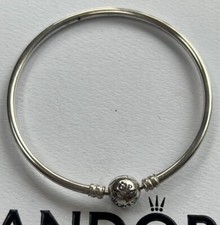 Pandora  Authentic Sterling Silver Bangle, 7cm 925 ALE Crown Above O, NO BOX