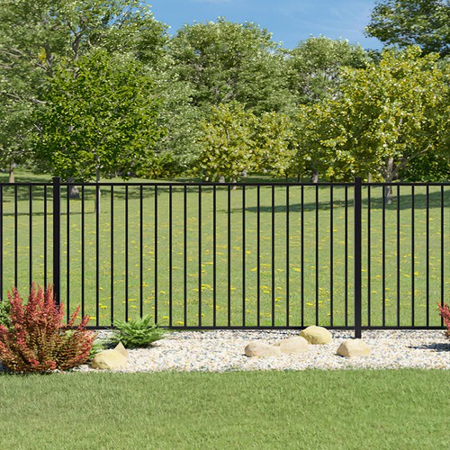 Metal black fence panel - black,