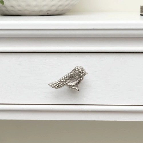 Silver bird drawer - knob, handle