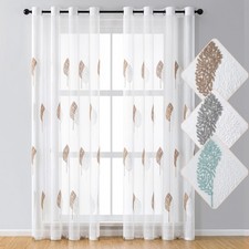 2X White Voile Sheer Curtains