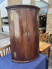 Georgian Antique Solid Mahogany Hanging Corner Cupboard Cabinet H: 111 cm
