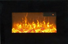 ELECTRIC FIRE BLACK WALL MOUNTED LED ELECTRIC HEATER FLAME FLICKER LOGS  BNIB