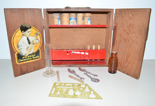 Vintage 1920s GILBERT CHEMISTRY OUTFIT Set Wooden Case Antique Toy Box Rare