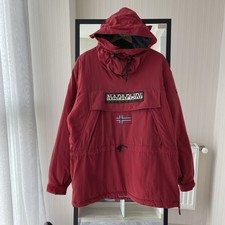Napapijri Skidoo Anorak Bomber Jacket Windbreaker Size L Red Vintage