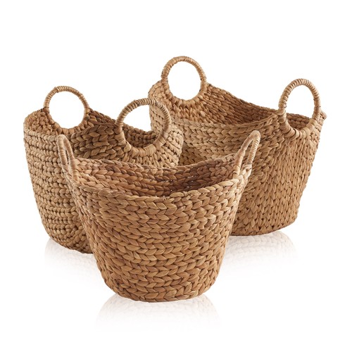 3pc hyacinth boat baskets - 3pc,