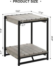 Wood End Table 2 Tier Shelf
