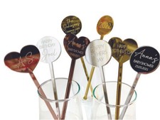 Personalized Party Drink Stirrer Custom Stir Stick Heart Cocktail Engraved Event