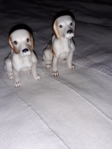 Pair bone china dog - bone, ornaments