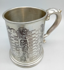 ENGLISH PEWTER TANKARD 13cm Kings & Queens 1066-1952 Sheffield Pewter - DENTED