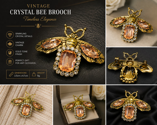 Vintage crystal bee - vintage,