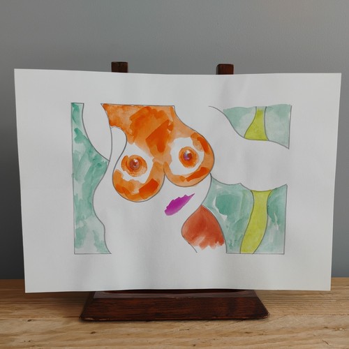 Bright bold portrait gouache - bright,