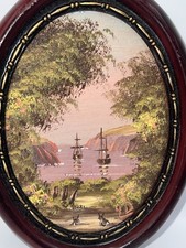 Stunning Vintage James Downie Oil Painting The Gannel Cornwall Newquay Boats Sea