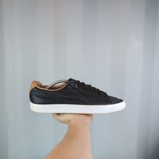 UK 10 - Puma Clyde Colorblock 2 Black Leather Mens Trainers Shoes 363833 02
