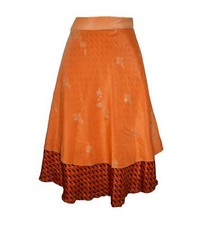 Sari Wrap Skirt 48" Silk Knee