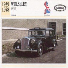 1939-1948 WOLSELEY 18/85 Classic Car Photograph / Information Maxi Card