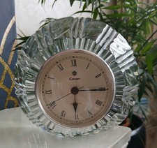 Quartz  "Cavan" Cut  Glass Clock, Carriage/Mantlepiece, Heavy,  15cm x 13cm.
