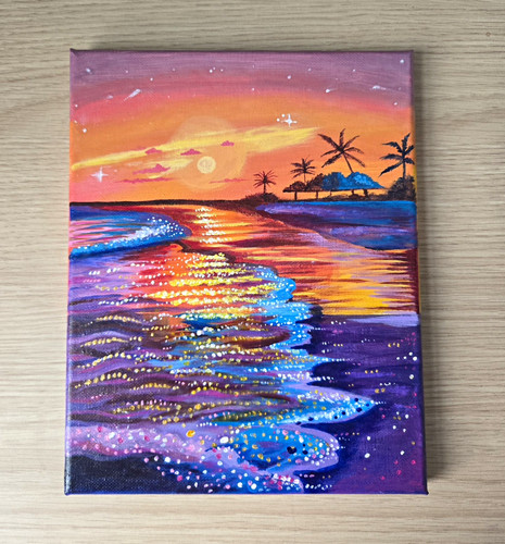 Handpainted tropical beach - handpainted,