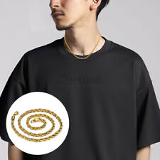 Ladies Gold Necklace 2MM Thick 16" Rope Chain 18ct Gold Plated Stainless Steel