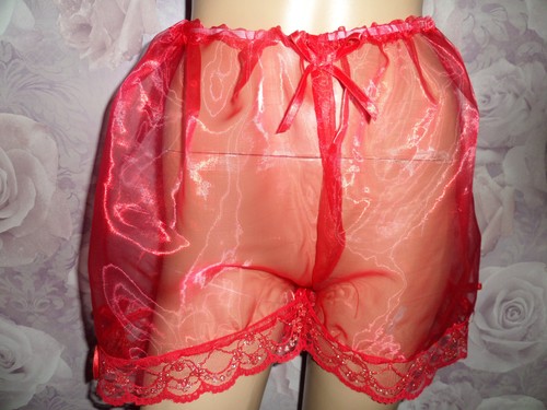 Red organza lace trim - ,