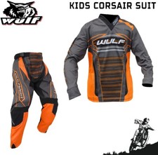 Wulf Corsair Kids MX Race Suit Off Road Motocross Quad Bike Jersey Pants, Orange