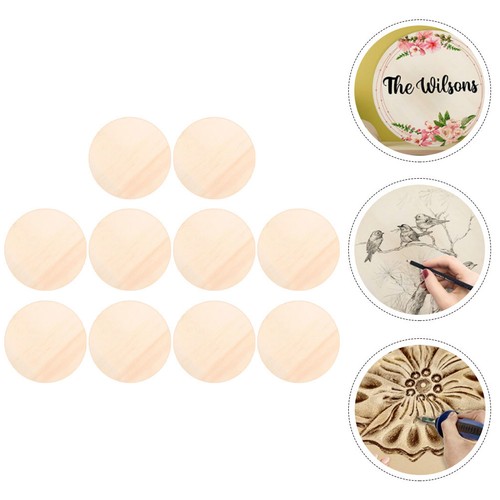 10pcs diy round - round, wooden