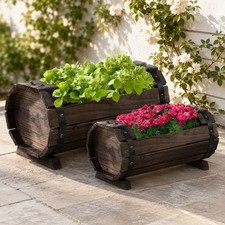 Rustic wooden raised planter - rustic,