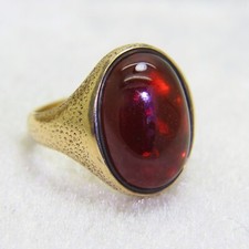 Victorian 1859 Foil Backed Garnet Carbuncle 18ct Yellow Gold Signet Ring N 1/2~7