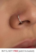 Nose Ring Clicker Helix Hoop Crystal Tragus Earrings Silver Gold 6mm 8mm 10mm
