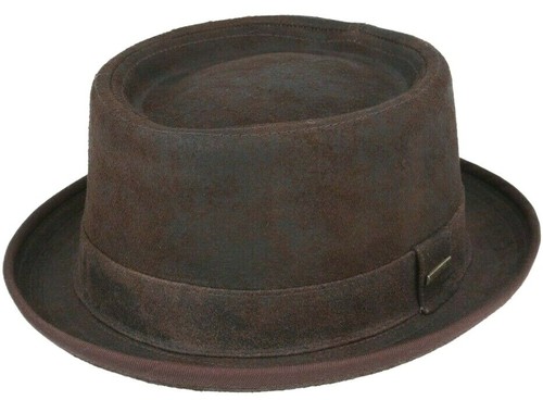 Sheepskin leather hat trilby - hat,