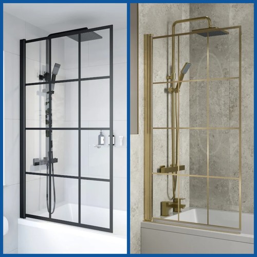 Modern grid bath - modern, screen
