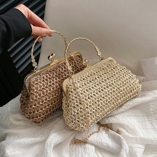 Gold Chain Straw Bags Woven