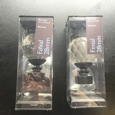 John Lewis POLISHED STEEL Crystal Cut Curtain Pole Finials - 19 mm ( One Pair )