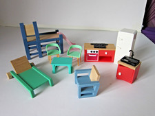 doll house furniture kitchen garden fridge oven plastic wooden toy girls playset