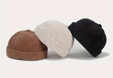 Mens Docker Hat Skull Cap Warm Hip Hop Woven Winter Fishermans Hat Unisex Gift