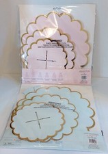 3-TIER CUPCAKE STAND Cameo Pink or Robin Egg Blue GOLD SCALLOP EDGE Party Shower