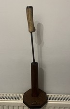 Vintage Fire Poker, Wooden base With Fish Carving, 