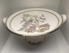Vintage Neofitou Greece 24K Gold Porcelain Cake Stand – Peacock Design
