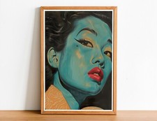 Blue Kitsch Lady 11 Art Print